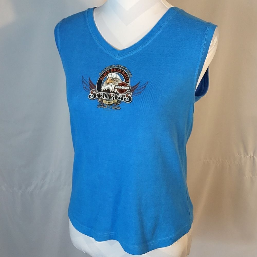 Harley-Davidson Blue Sleeveless V-Neck Sturgis Tee